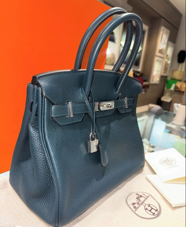 Hermes Birkin 30 – Clemence Leather in Vert Cypress with Palladium Hardware 20'