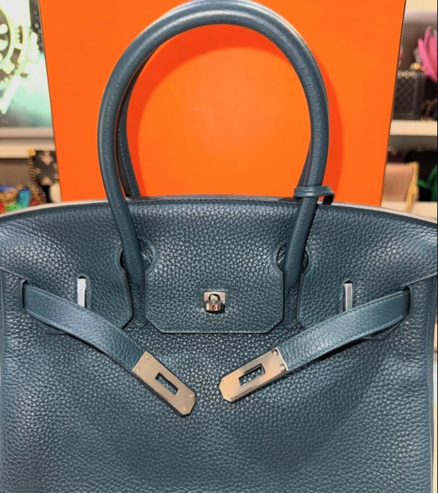 Hermes Birkin 30 – Clemence Leather in Vert Cypress with Palladium Hardware 20'