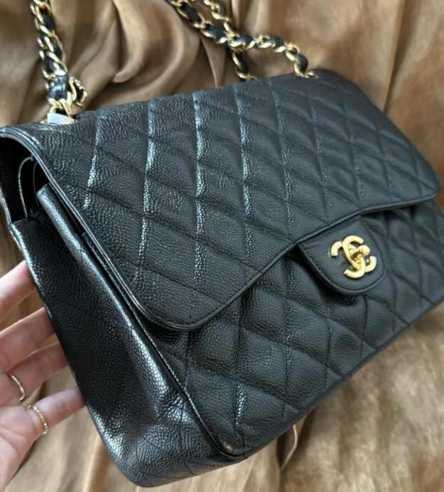 CHANEL Black Caviar Classic Double Flap Jumbo