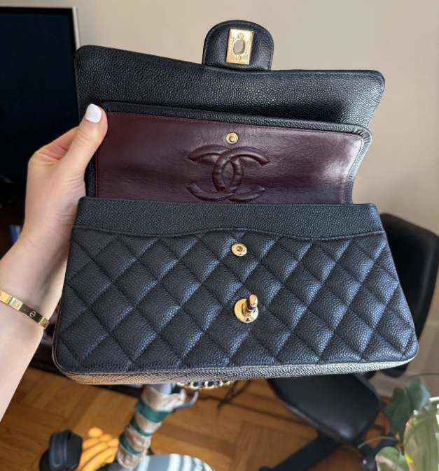 Chanel Classic Black Caviar Medium Double Flap Bag With Gold Hardware