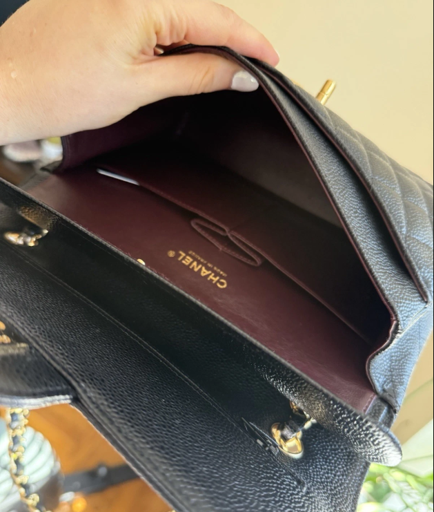 Chanel Classic Black Caviar Medium Double Flap Bag With Gold Hardware