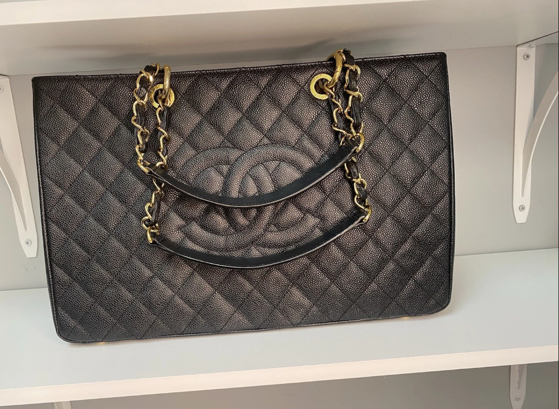 Chanel GST Caviar Quilted Grand Shopping Tote Black / Gold Hardware