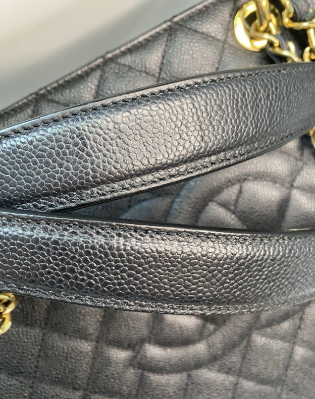 Chanel GST Caviar Quilted Grand Shopping Tote Black / Gold Hardware