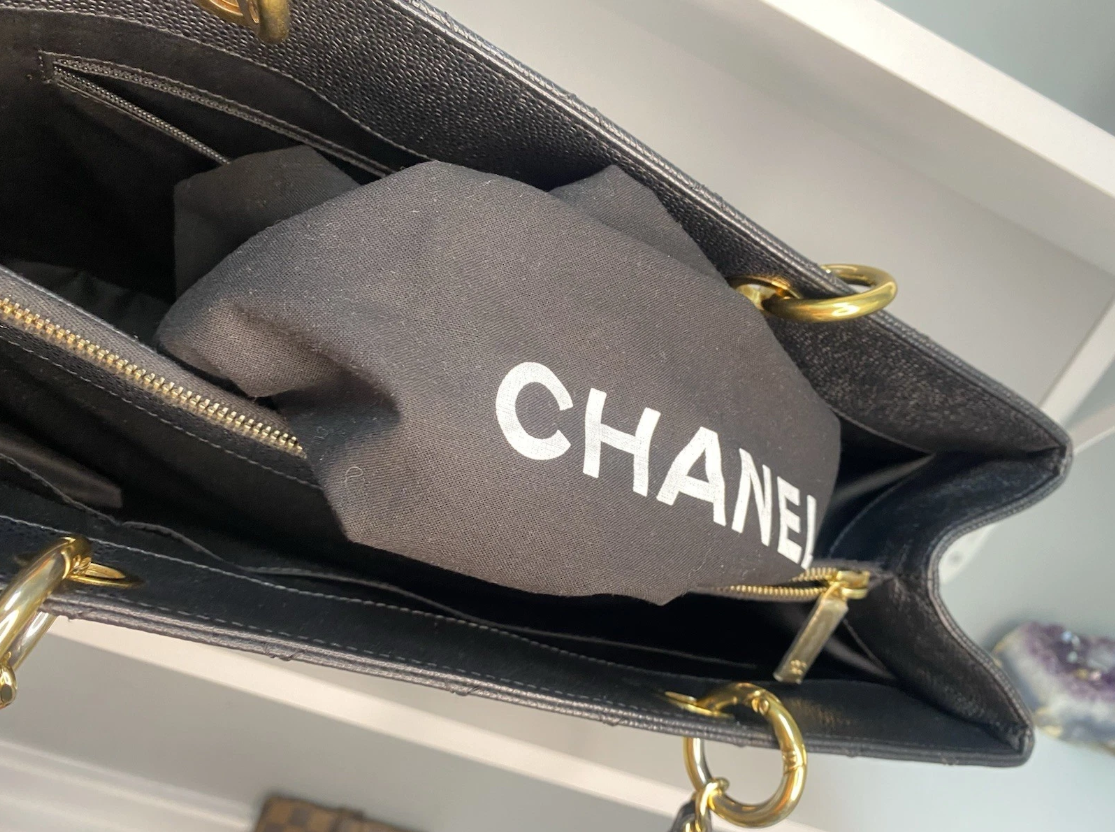 Chanel GST Caviar Quilted Grand Shopping Tote Black / Gold Hardware