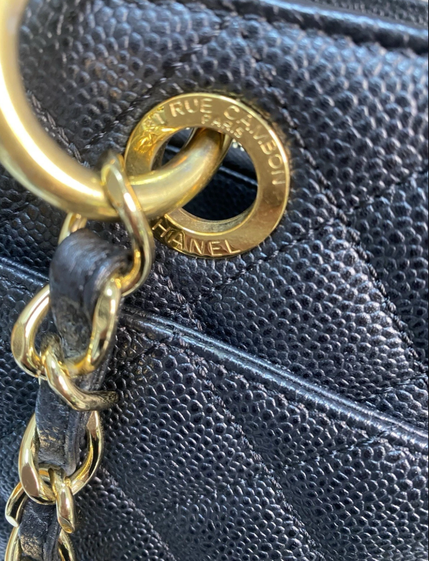 Chanel GST Caviar Quilted Grand Shopping Tote Black / Gold Hardware