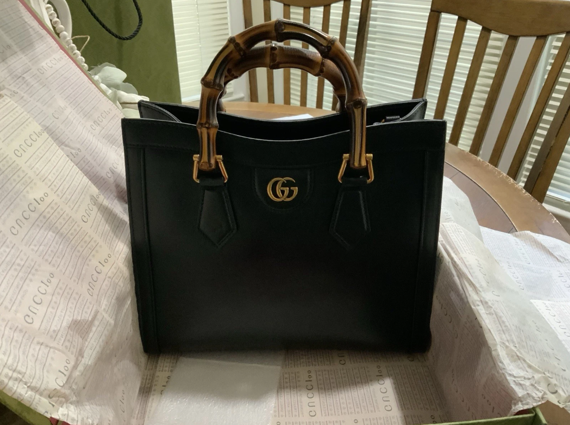 Gucci Diana Bamboo Medium Tote Bag In Black