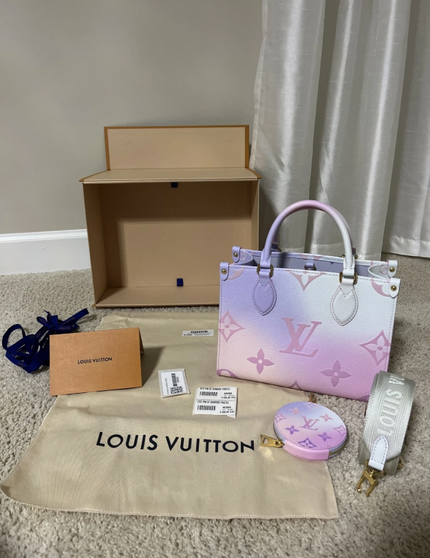 LOUIS VUITTON On The Go PM Monogram Coated Canvas Tote Sunrise Pastel
