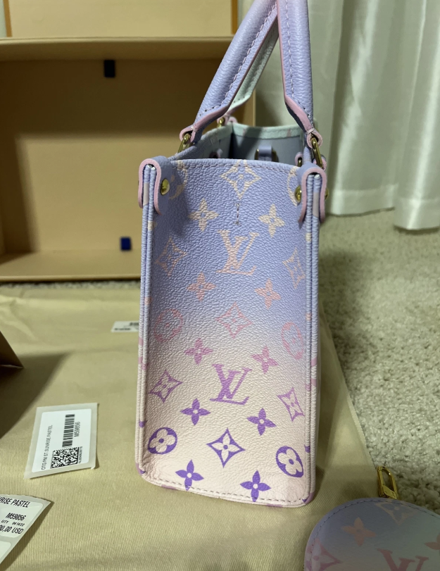 LOUIS VUITTON On The Go PM Monogram Coated Canvas Tote Sunrise Pastel