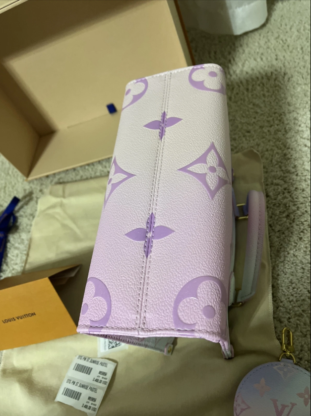 LOUIS VUITTON On The Go PM Monogram Coated Canvas Tote Sunrise Pastel