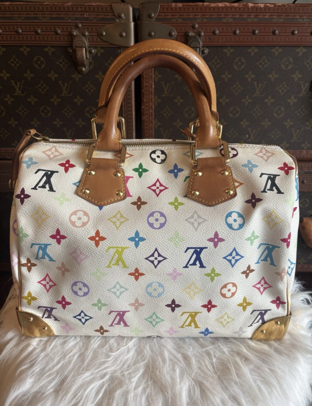 Louis Vuitton Takashi Murakami Multicolor Speedy 30 Monogram White Limited