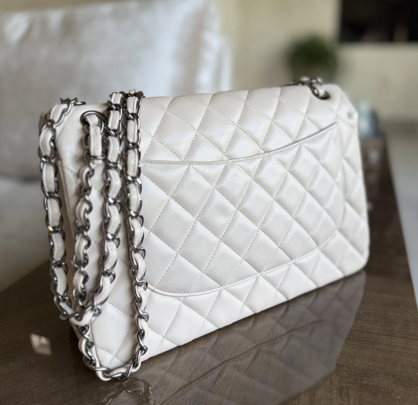 CHANEL Classic Jumbo Double Flap Bag – Ivory Quilted Lambskin