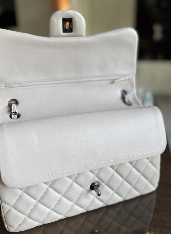 CHANEL Classic Jumbo Double Flap Bag – Ivory Quilted Lambskin