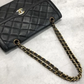 CHANEL CC Paris Matelasse Double Flap Chain Shoulder Bag Leather Black authentic