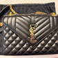Saint Laurent Black Grain De Poudre Mixed Triquilt Small Monogram Envelope Flap