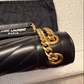 Saint Laurent Black Grain De Poudre Mixed Triquilt Small Monogram Envelope Flap
