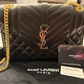 Saint Laurent Black Grain De Poudre Mixed Triquilt Small Monogram Envelope Flap