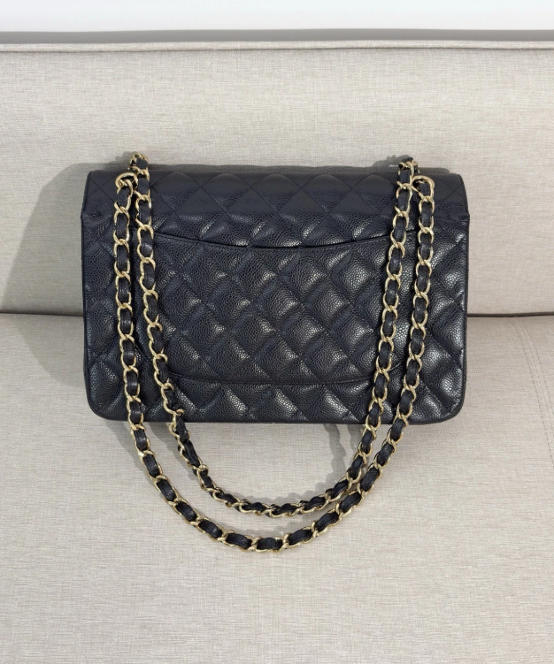 CHANEL Classic Black caviar jumbo Classic Double Flap Large
