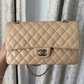Chanel Classic Beige Clair Lambskin Quilted Medium Double Flap Bag W Silver Hw