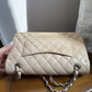 Chanel Classic Beige Clair Lambskin Quilted Medium Double Flap Bag W Silver Hw