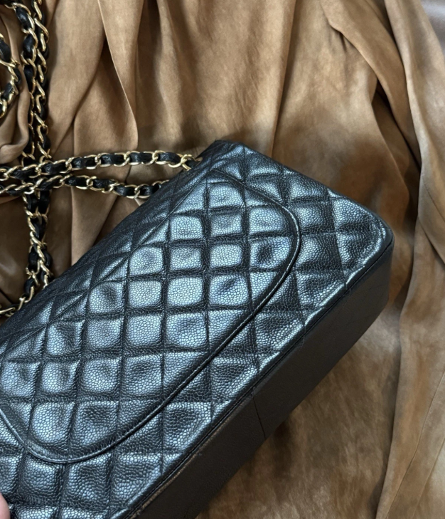 CHANEL Black Caviar Classic Double Flap Jumbo