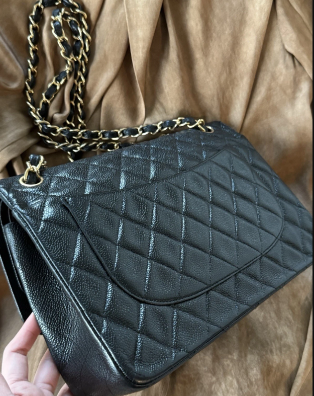 CHANEL Black Caviar Classic Double Flap Jumbo